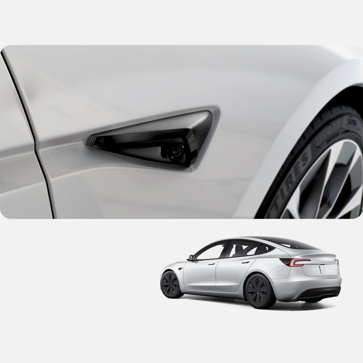 Osłony na kamery boczne do Tesla Model 3 Highland 2024, Spigen Side Camera Protection Cover, karbonowa